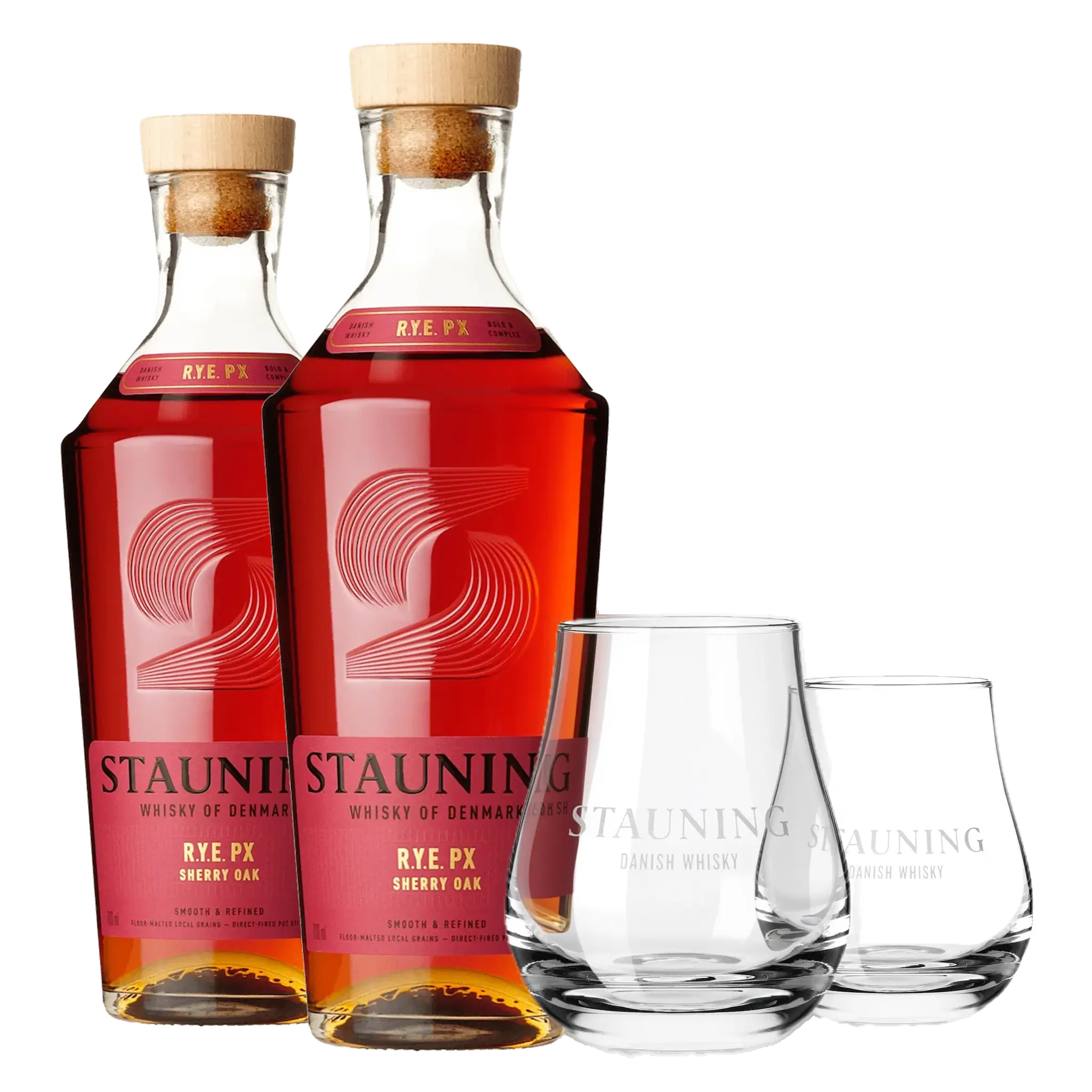 2 fl. Stauning RYE PX + 2 stk. Stauning Whiskyglas