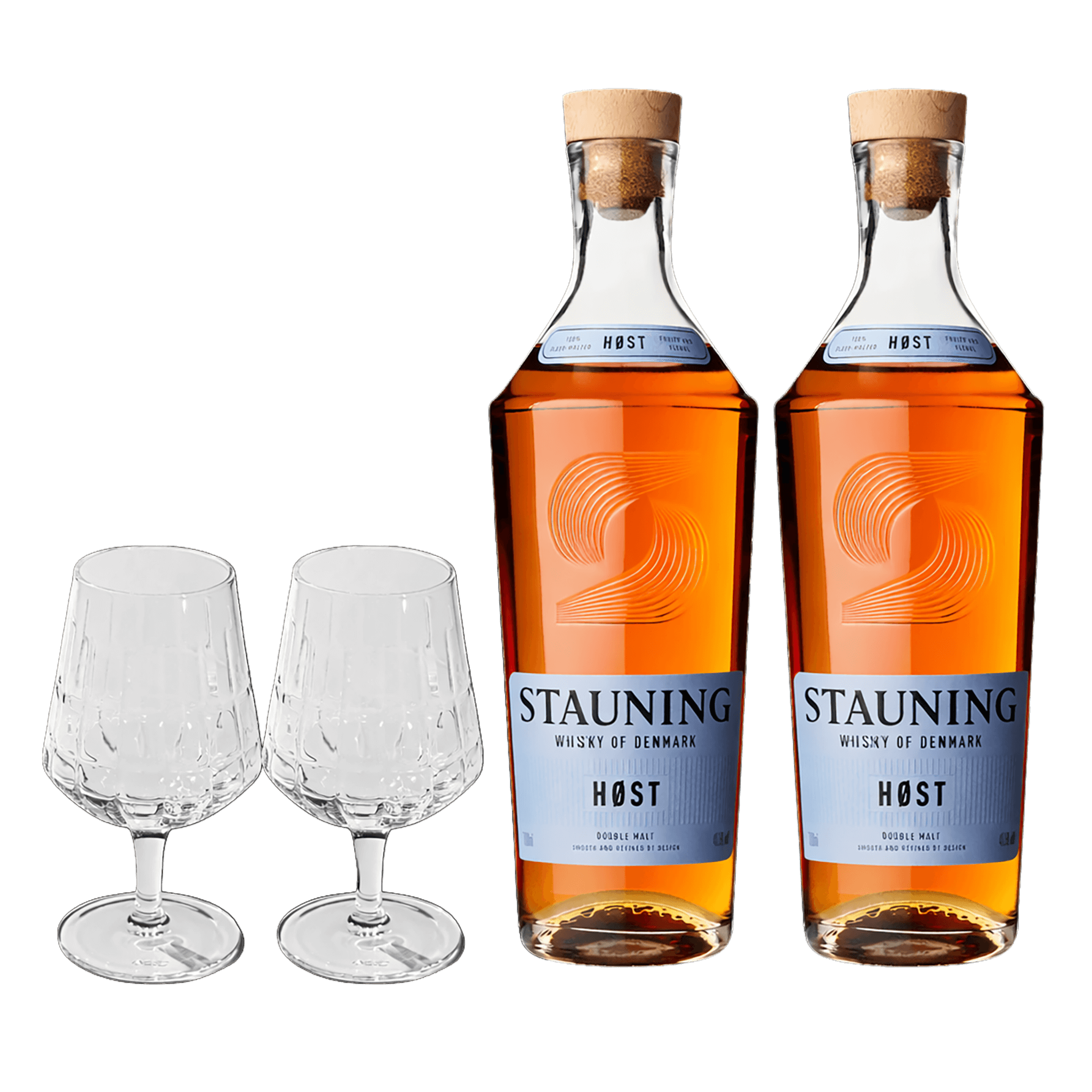 2x Stauning Høst Whisky + 2x The Bullet Glas - Gavepakke