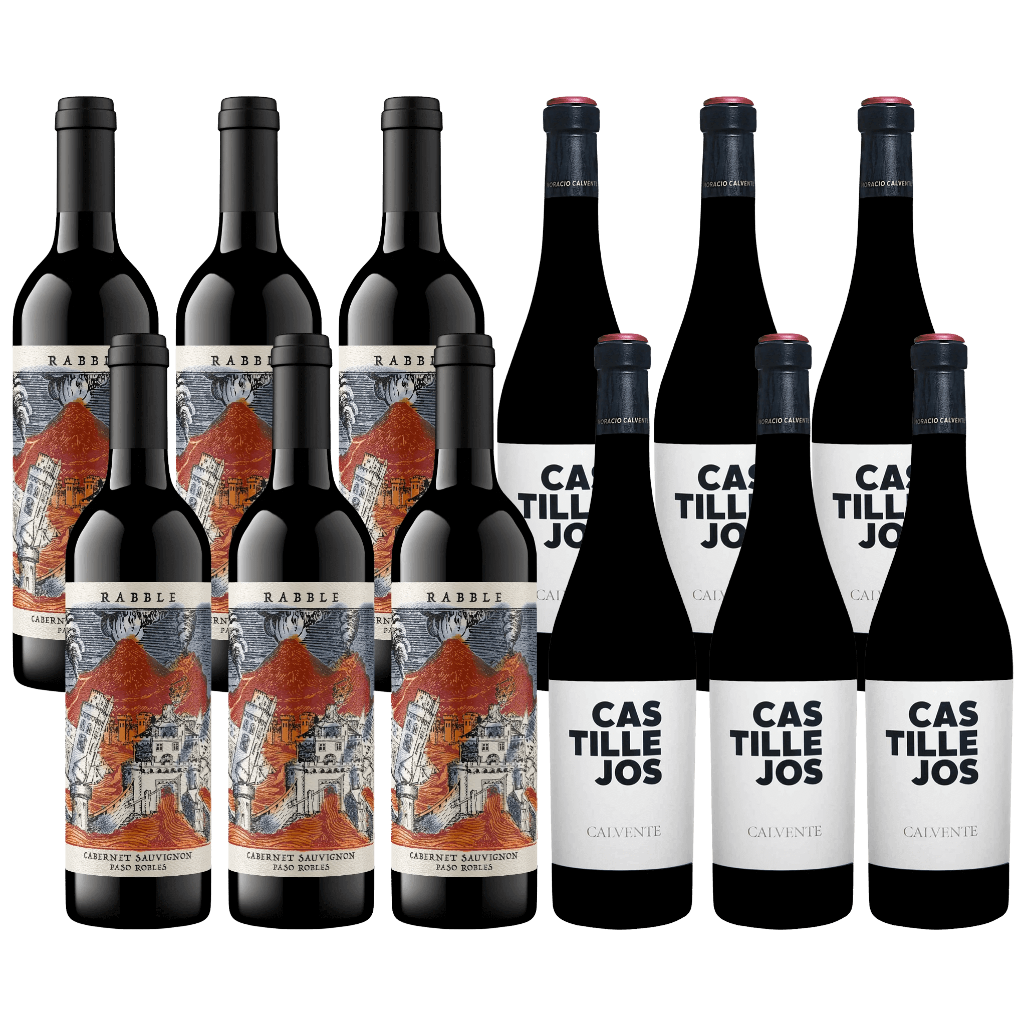6 fl. Rabble Cabernet Sauvignon & 6 fl. Castillejos Rødvin