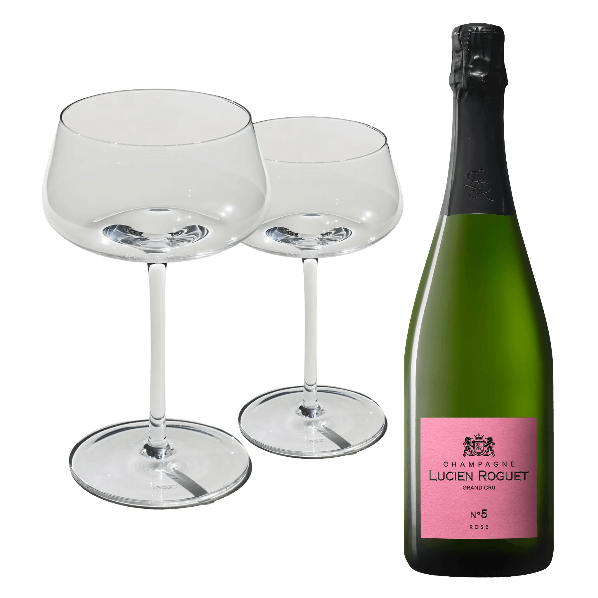 Lucien Roguet No. 5 Rose + 2 stk. Beyond Bubbly Coupe Glas