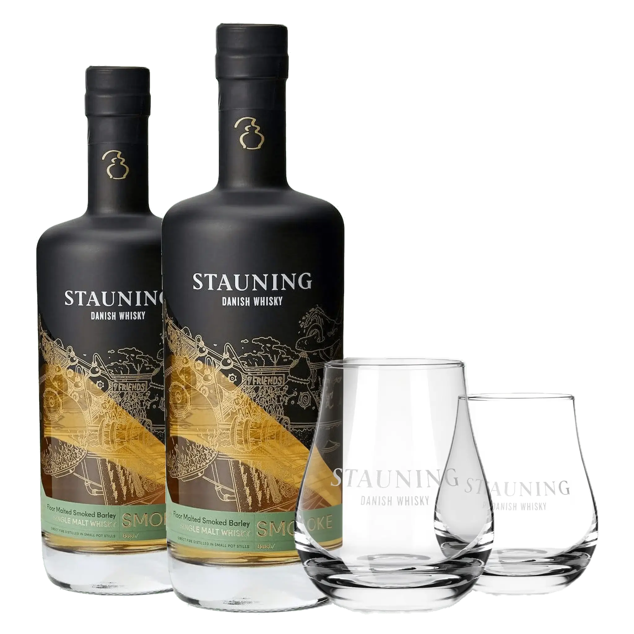 2 fl. Stauning Smoke + 2 stk. GRATIS Stauning Whiskyglas
