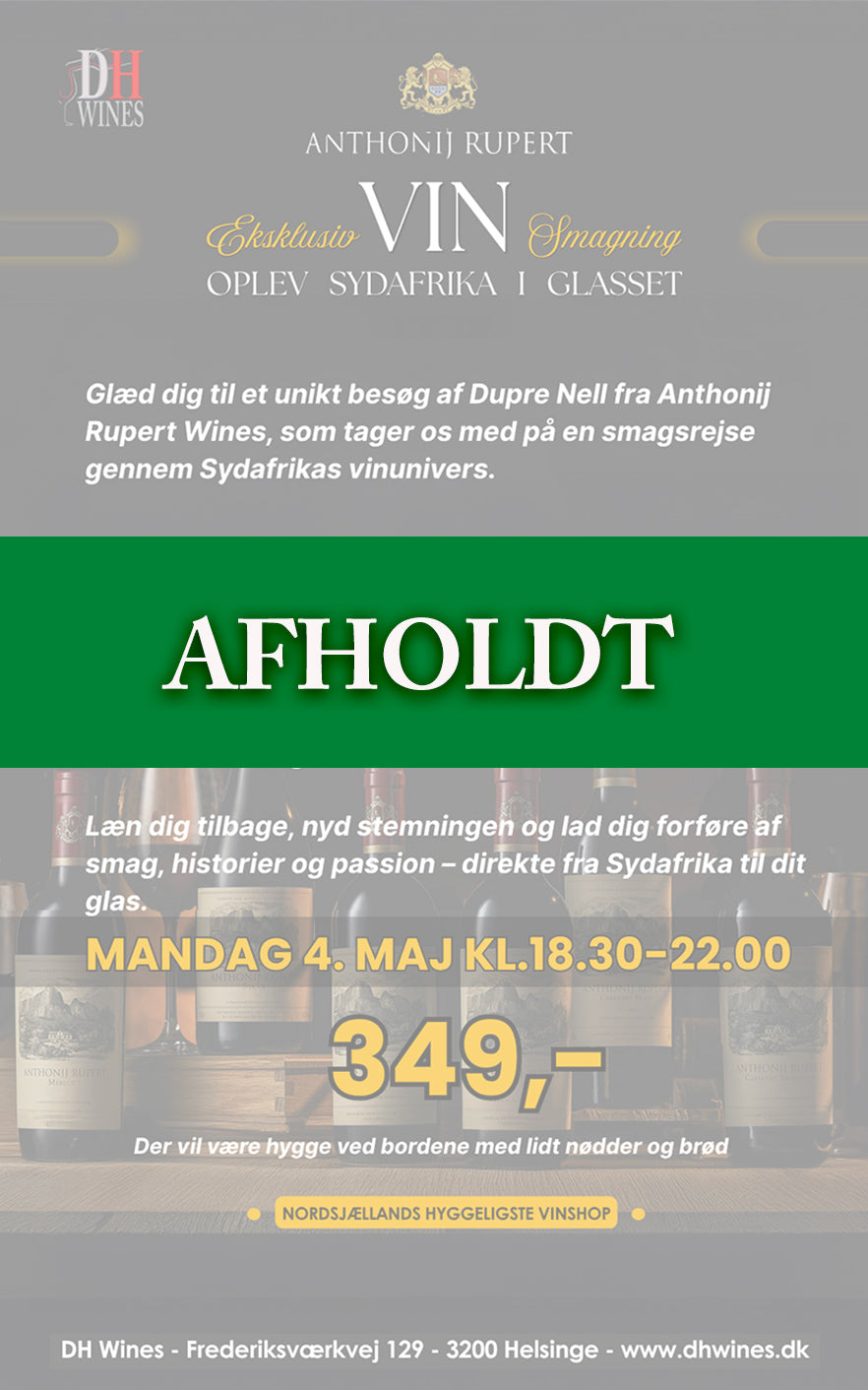 Anthonij Rubert vinsmagning 4.Maj 2026 kl.18.30-22.00