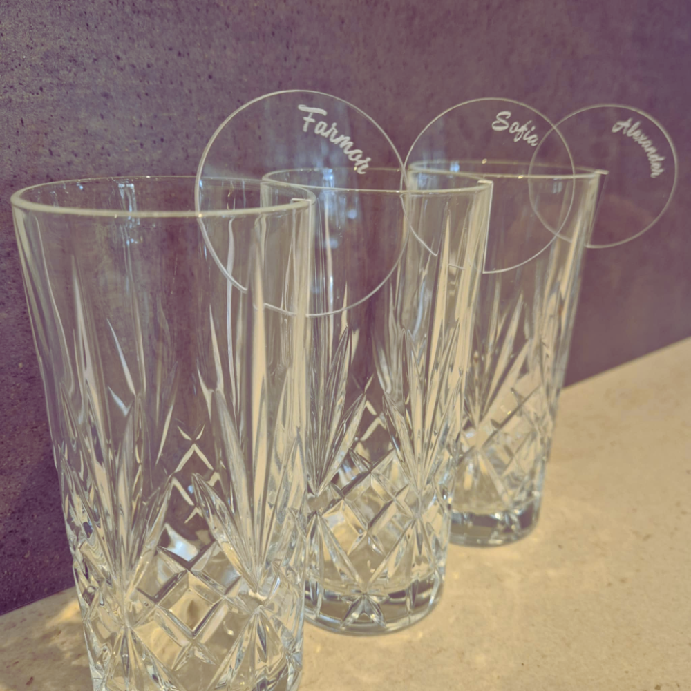 Bordkort til glas - Rund