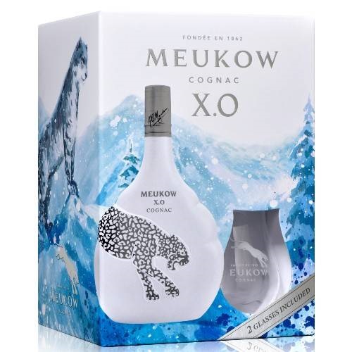 Meukow X.O. Ice Panther Cognac med 2 tulipan glas