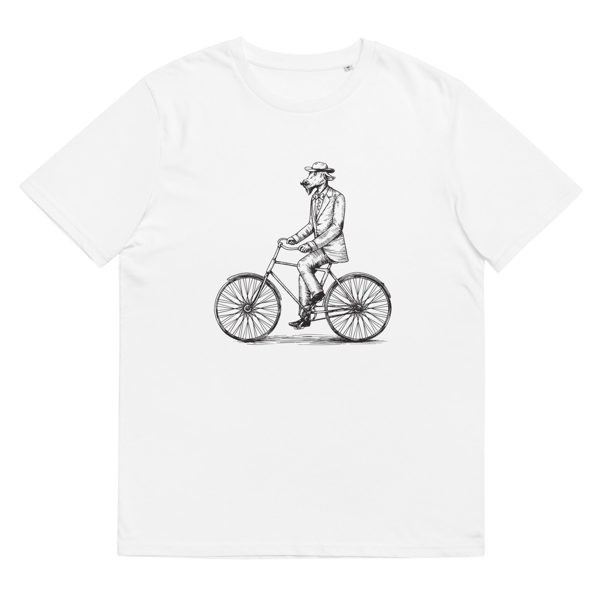 Mr. Goat på cykel T-shirt - Økologisk bomuld, unik design