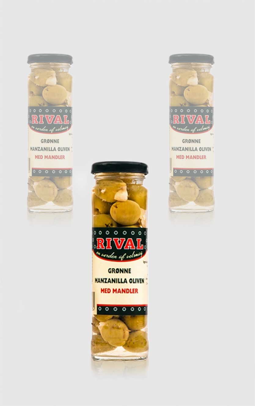 RIVAL grønne oliven m/mandler