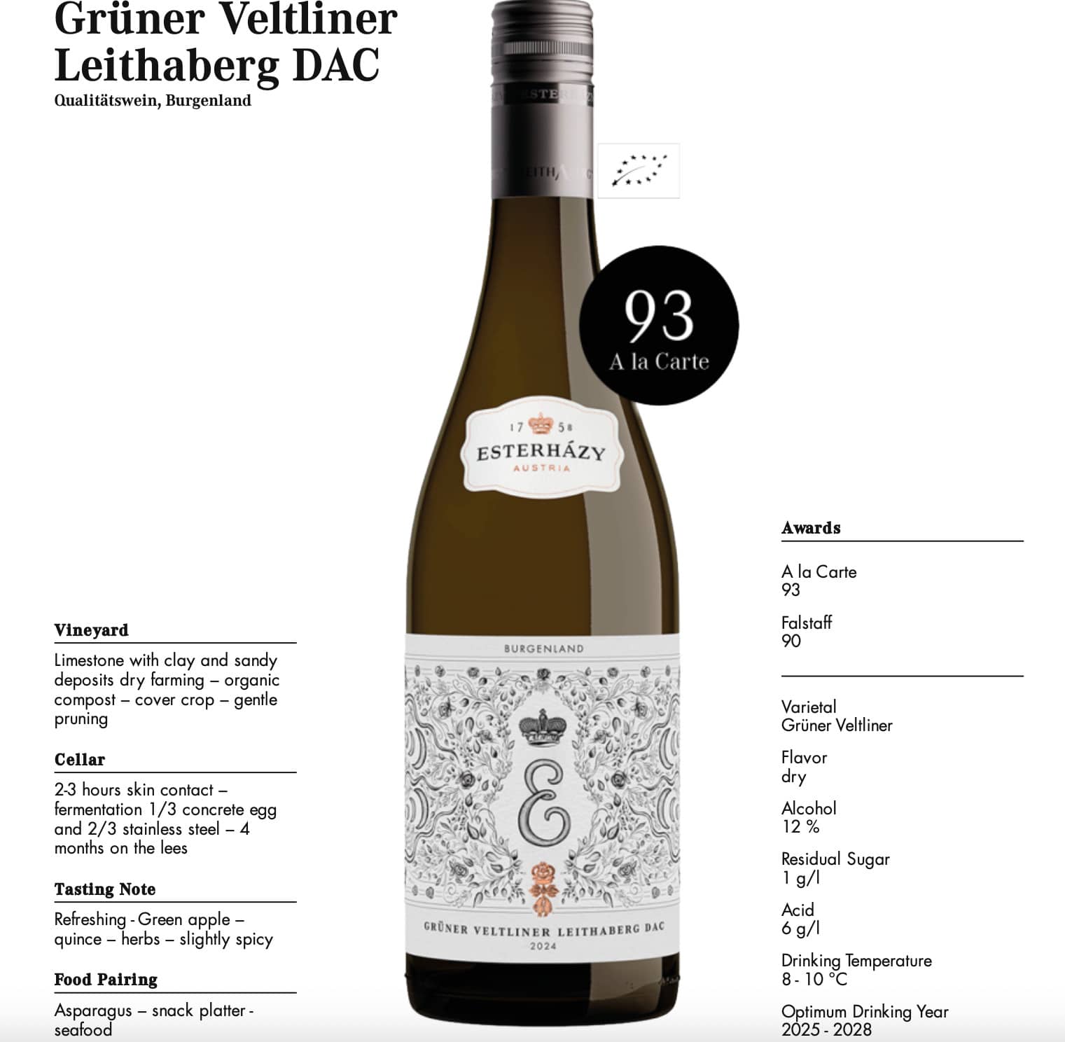 Schloss Esterházy, Grüner Veltliner Leithaberg 2024