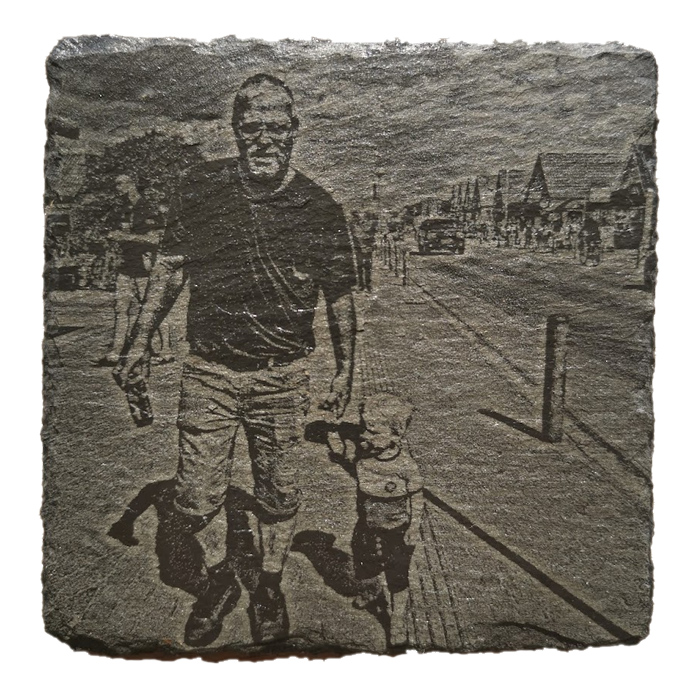 Skiferplade med billede gravering 10x10 cm