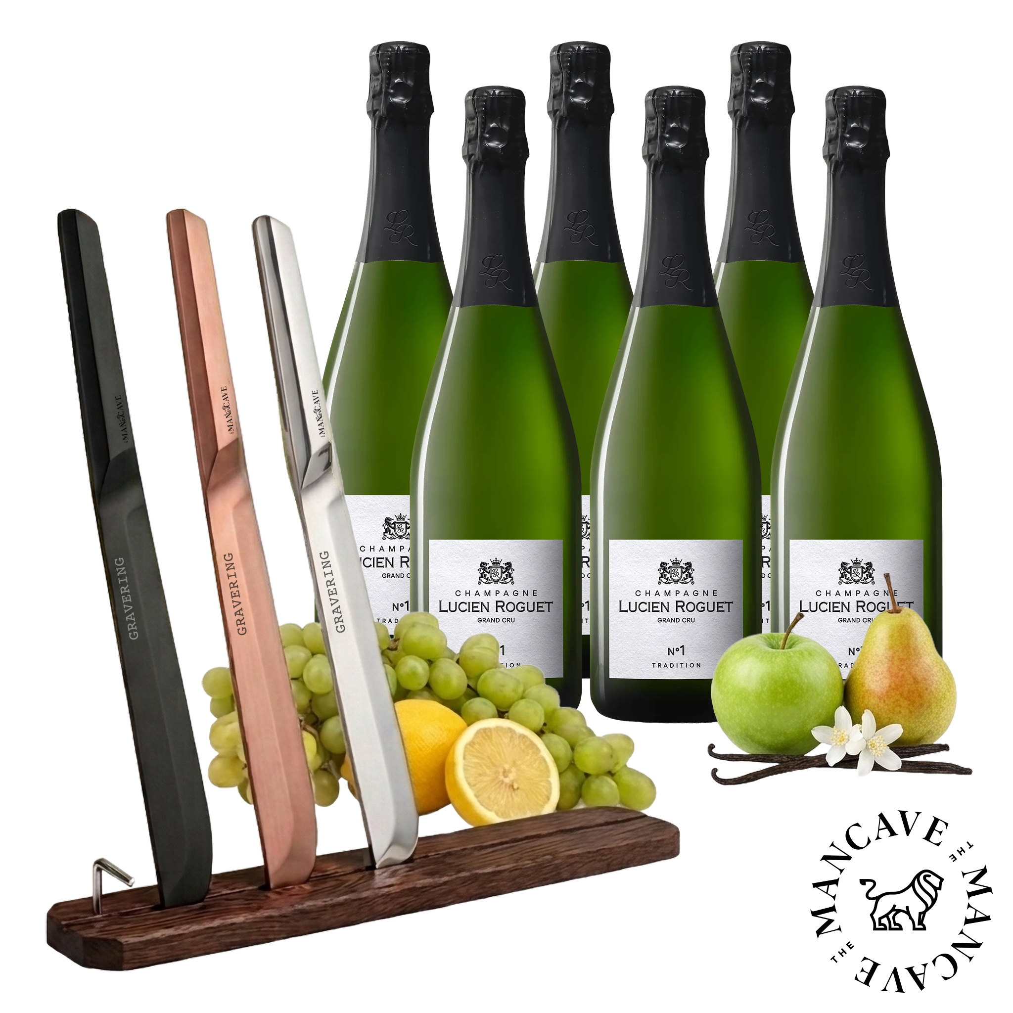 6 fl. Lucien Roguet Grand Cru Champagne No. 1 Tradition + GRATIS Royal Champagnesabel (inkl. GRATIS gravering)