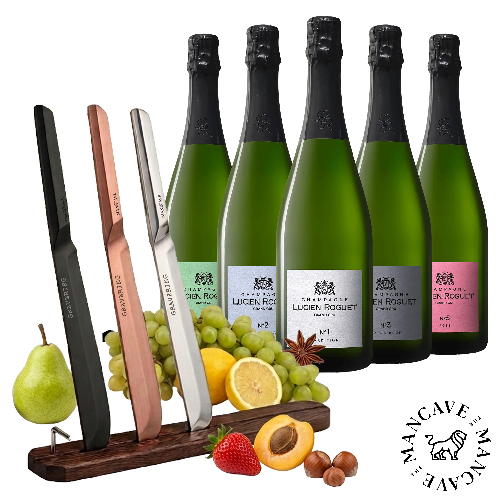 Lucien Roguet Grand Cru Champagne Smagepakke (5 fl.) + GRATIS Royal Champagnesabel (inkl. GRATIS gravering)