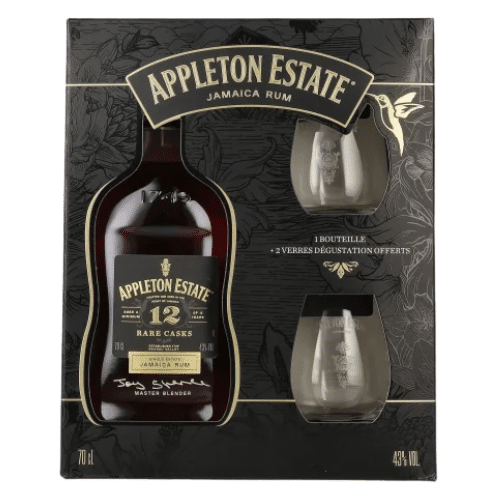 Appleton Estate 12 Years Old Rare Casks Jamaica Rum i gaveæske med 2 glas