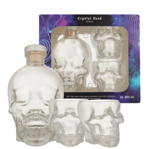 Crystal Head + 2 shot glas