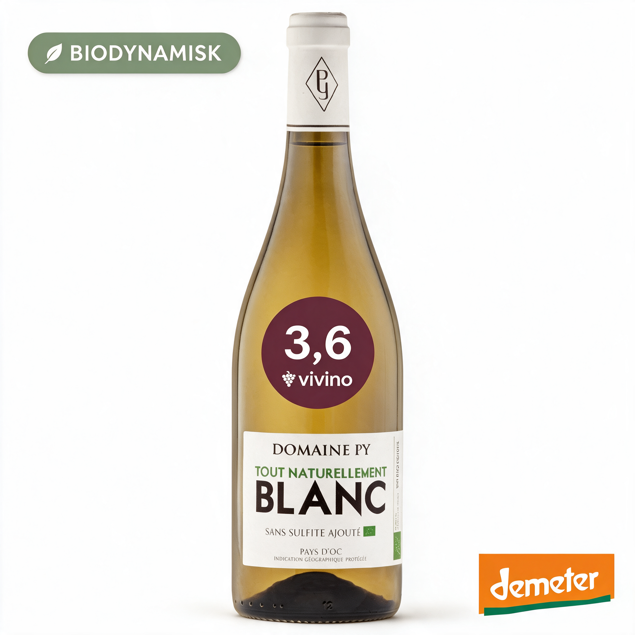 Domaine Py Tout Naturellement Blanc 2025, Languedoc Roussillon Frankrig, Hvidvin Økologisk Naturvin