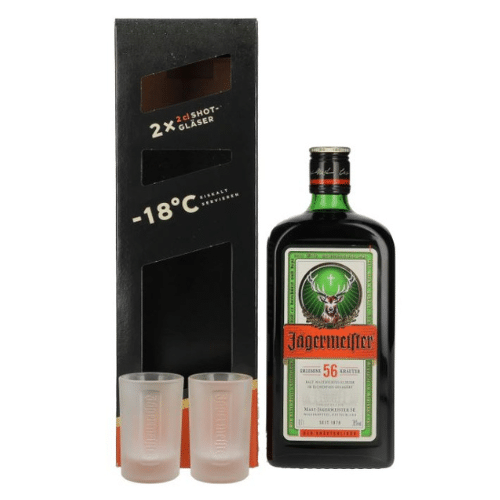 Jägermeister i gaveæske med 2 glas