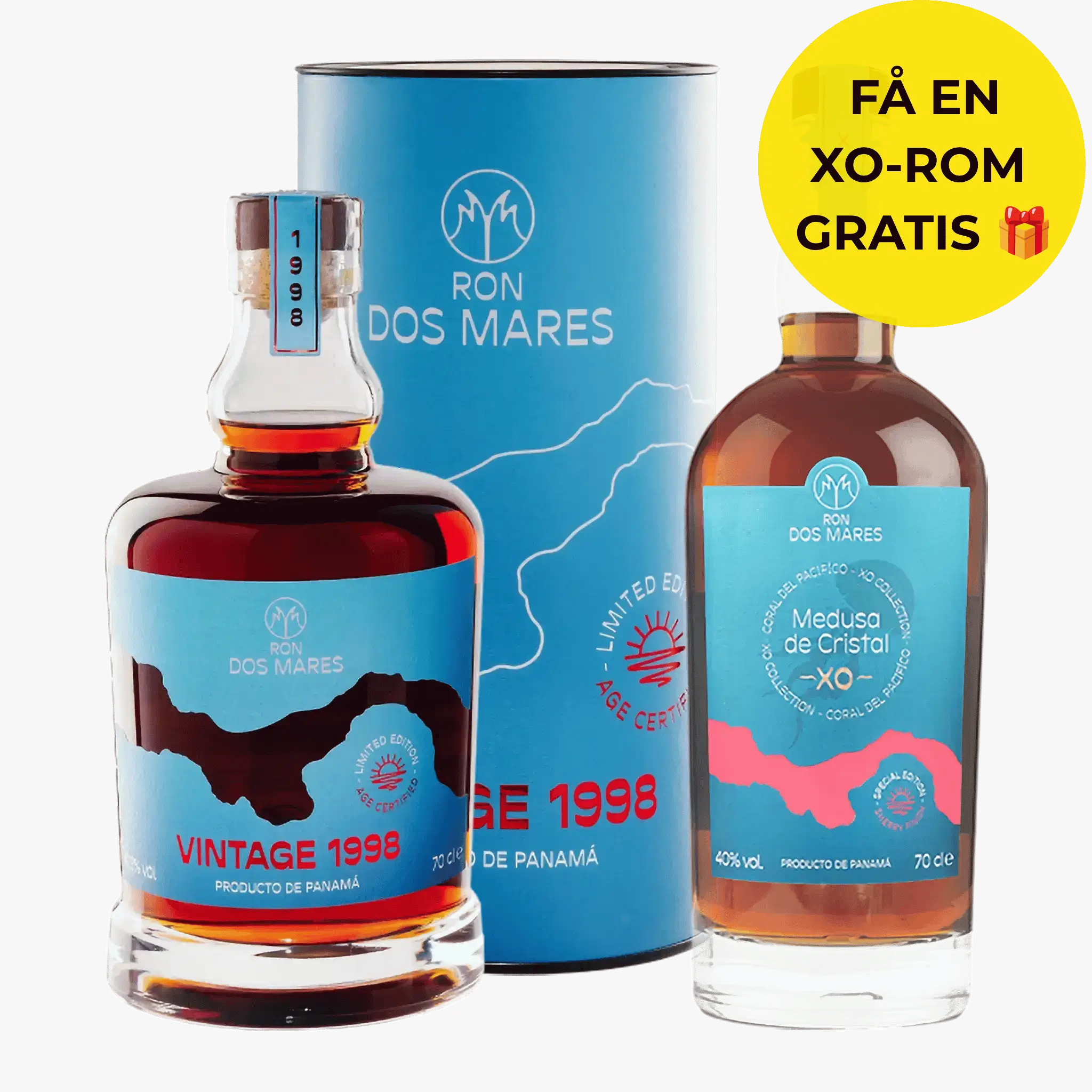 Ron Dos Mares 1998 Vintage Limited Edition 26 år + GRATIS 70 CL. XO ROM (Valgfri)