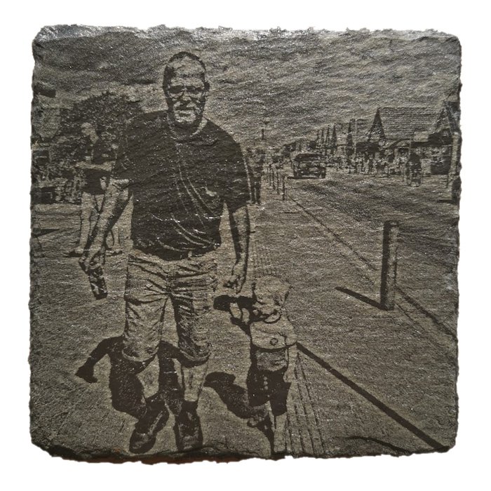 Skiferplade med billede gravering 10x10 cm
